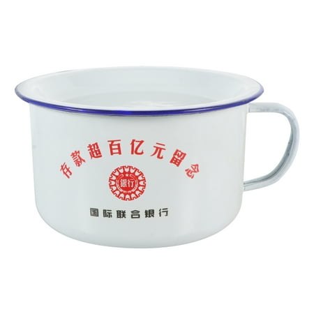

1 Set Retro Style Food Bowl Enamel Bowl Metal Handle Bowl Soup Bowl with Lid