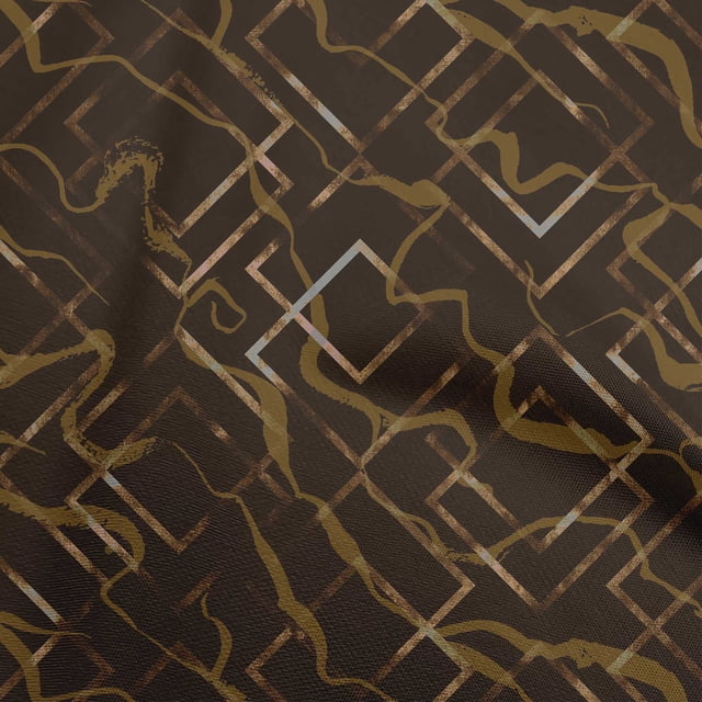 oneOone Cotton Jersey Brown Fabric Geometric Craft Projects Decor Fabric Printed By The Yard 58 Inch Wide