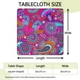 thumbnail image 2 of Paisley Boho Vintage Elastic Tablecloth, Ethnic Square Table Cover for Outdoor Indoor, Bohemian Paisley Pattern Wrinkle-Free Windproof Snug Fit Washable Fabric, Fits 36x36 Inches, 2 of 5