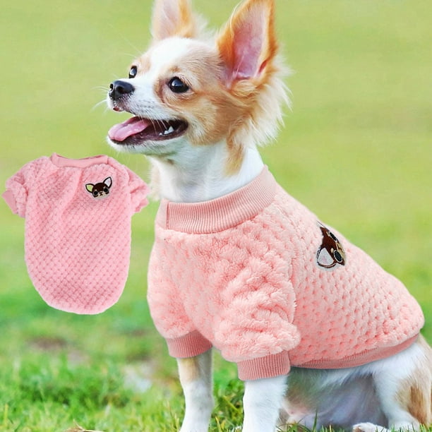 Suéter para perro, paquete de suéteres para perros o gatos pequeños y medianos, ropa cálida de franela suave para mascotas, para perros, niñas o niños, camisa para perro chamarra, chamarra (L, rosa)