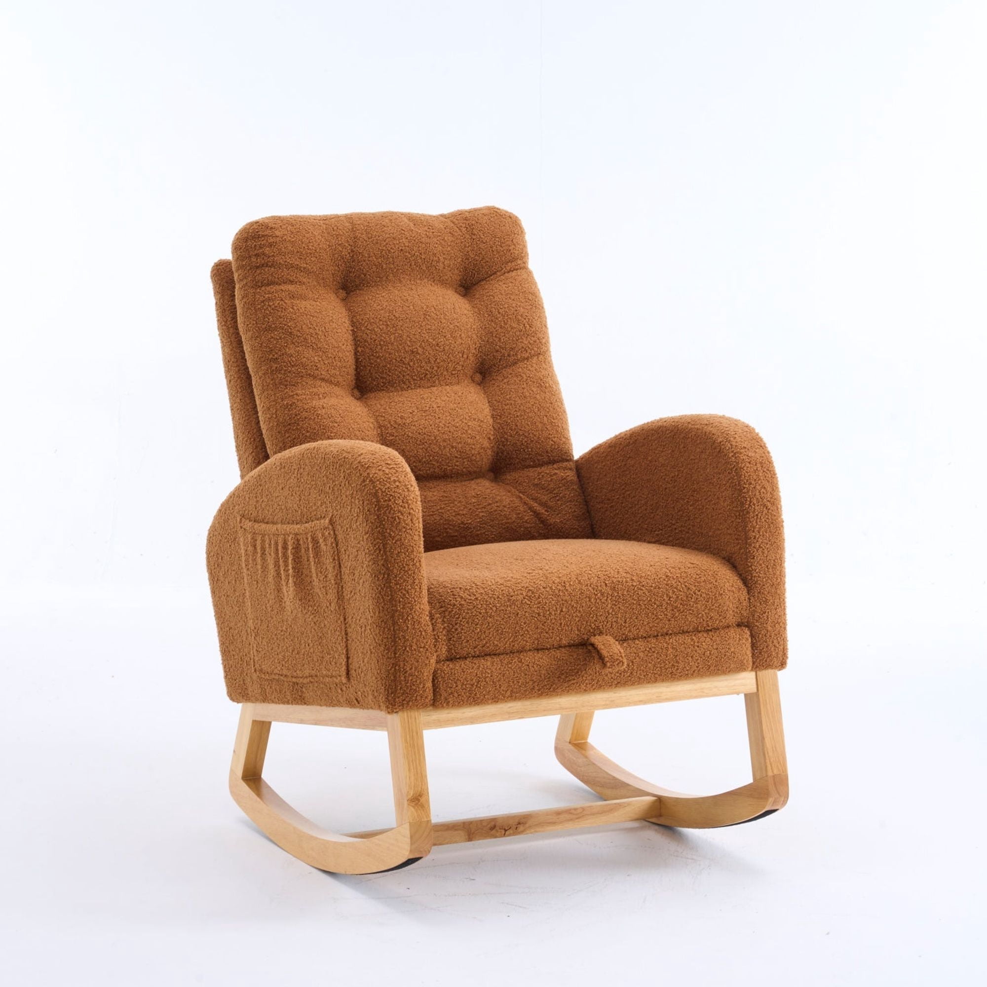 Sailvan Upholstered High Back Accent Rocking Chair with Footrest & Storage Pocket for Living Room