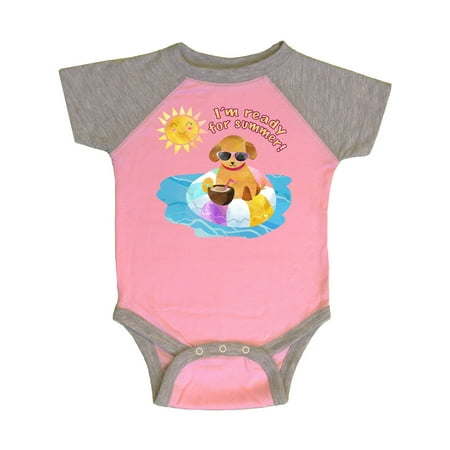 

Inktastic I m Ready for Summer Puppy in Pool with Drink Gift Baby Boy or Baby Girl Bodysuit