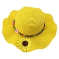 thumbnail image 4 of Avolia Children Sun Hat Straw Plaited Floral Motif Outdoor Play Beach Cap with Wide Brim Yellow One Size, 4 of 4