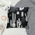 thumbnail image 2 of JEUXUS  Black and White Pillow Covers  Square Black Pillows Decorative Throw Pillows Covers for Couch, Bed, Living Room, Sofa. Western Cactus Outdoor Pillows Black and White, 2 of 5