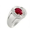 thumbnail image 4 of RYLOS Sterling Silver Ring 8X6MM Oval Gemstone & Diamond Unisex Rings Ruby July Birthstone Ring Size 8, 4 of 7
