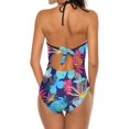 thumbnail image 4 of NICKSUN Maillot de Bain une Pièce pour Femmes Contrôle du Ventre Maillot de Bain Modeste Col en V, 4 of 7