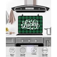 thumbnail image 4 of Large Induction Cooktop Protector Mat Lucky St. Patrick's Day Stove Top Covers for Electric Stove, Green Four-leaf Grass Plaid Decorative Stove Burner Cover Mats, Glass Top Stove Cover, 4 of 7
