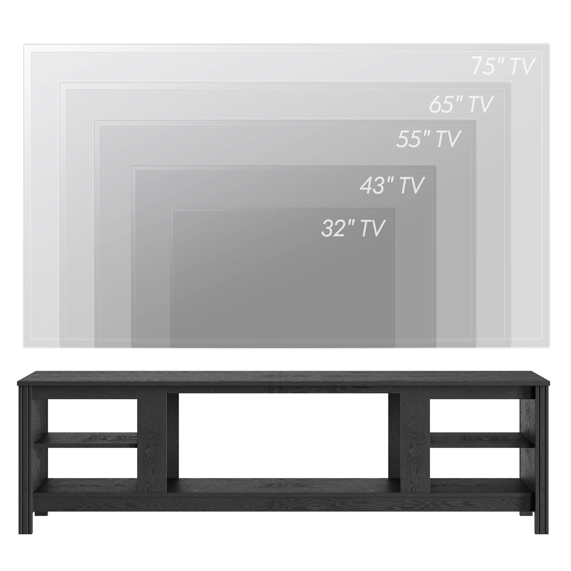 WAMPAT Black Farmhouse TV Console Table for Up to 75 Inch TV, 70” Media Stand with Large Storage