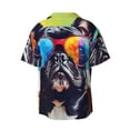 thumbnail image 6 of Lsque Rainbow Bulldog Sunglasses print Men's Cuban Collar Short Sleeve Shirt Summer Beachwear Casual Button Down Fashionable Vacation Leisure Shirt-4X-Large, 6 of 7