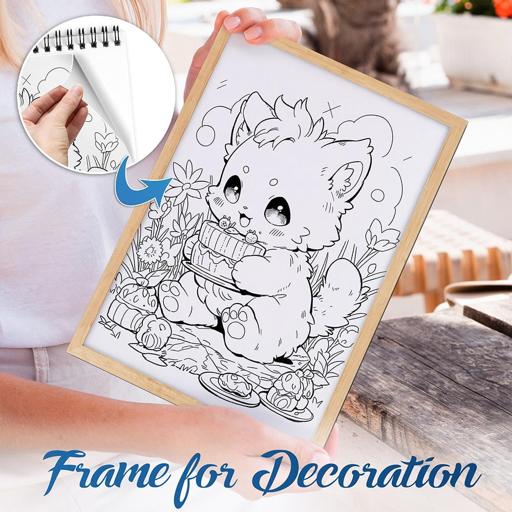 NETHOUSE Foodie Cat Coloring Book For Adults Relaxation & Stress Relief, 30 Coloring Pages Featuring Adorable Cats Enjoying Food, Playful Kitchen Scenes, Tasty Dishes, and Whimsical Culinary Moments