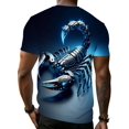thumbnail image 2 of Men's short-sleeved T-shirt, dark blue futuristic mechanical scorpion print, two styles for daily leisure and gaming activities, 2 of 5