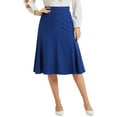 thumbnail image 1 of Falda elegante midi de cintura alta con cremallera lateral A-Line para mujeres Inspire Chic, 1 of 4