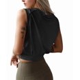 thumbnail image 3 of Crop Top Athletic Shirts for Women Cute Sleeveless Yoga Tops Running Gym Cotton Cropped Workout Clothes black L, 3 of 7