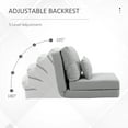thumbnail image 3 of HOMCOM Convertible Flip Chair, Floor Lazy Sofa, Folding Couch Bed with Adjustable Backrest, Metal Frame and Pillows, Living Room Bedroom, Light Gray, 3 of 9