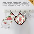 thumbnail image 4 of Yayeee Oven Mitts and Pot Holder Set of 4 Heat Resistant Kitchen Gloves Baking Hot Pad, White Watermelon, 4 of 5