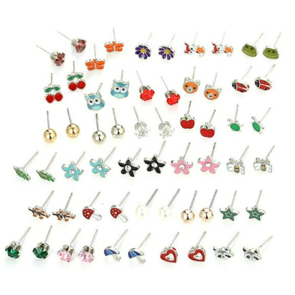30 Pairs Mixed Earrings Ladybug Bee for Frog Mushroom Stud Earrings for