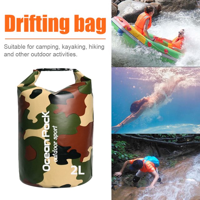 Saco De Bolsa Seca Bolsa seca impermeable Natación Kayak Canoa Canotaje Paquete de almacenamiento (Verde 2L)