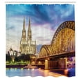 thumbnail image 2 of Ambesonne European Shower Curtain, Old Bridge and Rhine, 69"Wx70"L, Multicolor, 2 of 4