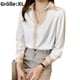 thumbnail image 1 of Camisas de manga larga, camisas de gasa lisas, escote en pico, 1 of 5