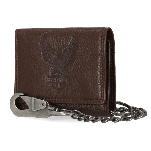 Harley-Davidson Men's Classic Genuine Leather Iconic B&S Eagle Wallet - Brown, Harley Davidson