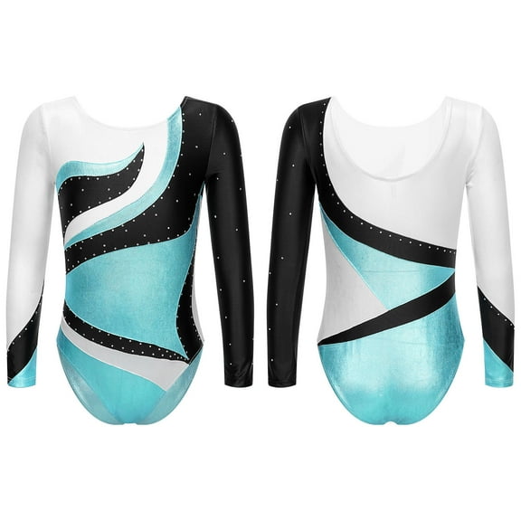 DPOIS Girls Long Sleeve Gymnastics Leotard Dance Biketards Unitard Bodysuit