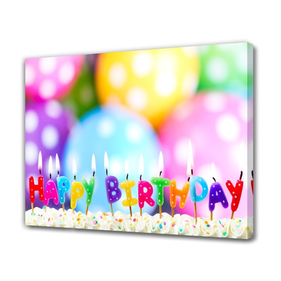 Happy Birthday Canvas Poster Bedroom Decor Sports Landscape Office Room Decor Gift,Frame-style,12x18inch(30x45cm)