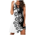 thumbnail image 2 of Summer Dress for Women Casual Loose Floral Printed Tank Dress Hollow Out Beach Sundress Sleeveless Dresses, 2 of 5