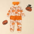 thumbnail image 2 of DHFJKG Toddlers Boys Bodysuit Halloween Cute Pumpkin Printed Long Sleeve Zipper Onesie Baby Onesies Boy 3-6 Months, 2 of 7