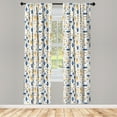 thumbnail image 2 of Ambesonne Folkloric Curtains, Flowers Locks Keys Birds, Pair of 28"x63", White Orange and Dark Blue, 2 of 4