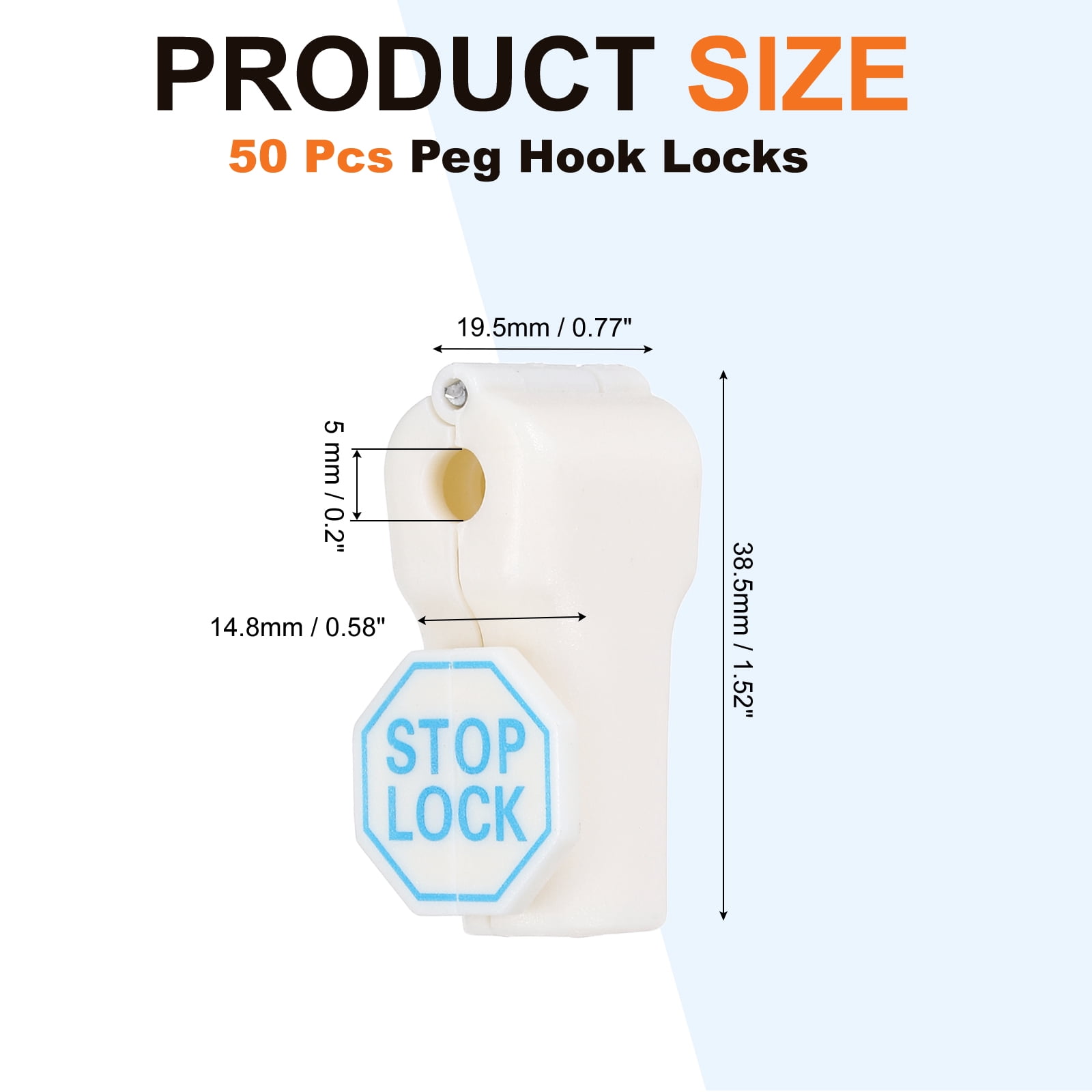 Uxcell 50Pcs Peg Hook Locks (5mm) PC Magnet Anti-Theft Pegboard Display Hook Locks Security Red Stop Tools, Fits Retail Shop/Shopping Center/Garage Tools, White