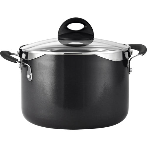 Farberware Buena Cocina Aluminum Nonstick Covered Soup Pot 4-Quart Black 