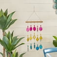 thumbnail image 2 of DecMode 30" Multi Colored Metal Indoor Outdoor Geometric Windchime with Stained Glass, 2 of 9