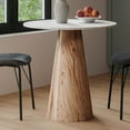 thumbnail image 2 of Nolan Luxury Mid-Century Modern 30" Round Marble and Wood Pedestal Dining Table, 2 of 8