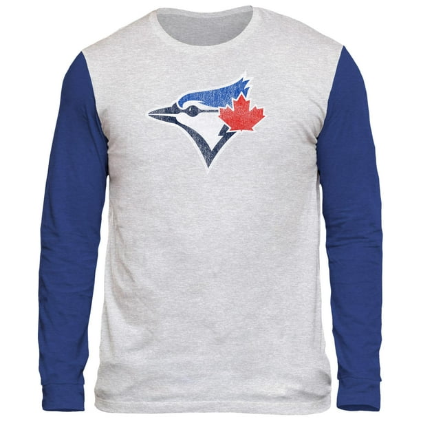 Toronto Blue Jays Distressed Logo Tri-Blend Long Sleeve  T-Shirt - Bulletin