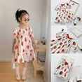 thumbnail image 3 of Robes à Manches Bouffantes pour Bébé Fille Motif Fraise Robes avec Nœud, 3 of 12