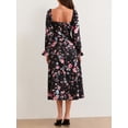 thumbnail image 6 of Biezeib Women Long Dress, Long Sleeve Square Neck Tie-up Floral Dress Slit Dress Fall Swing Dress, 6 of 6