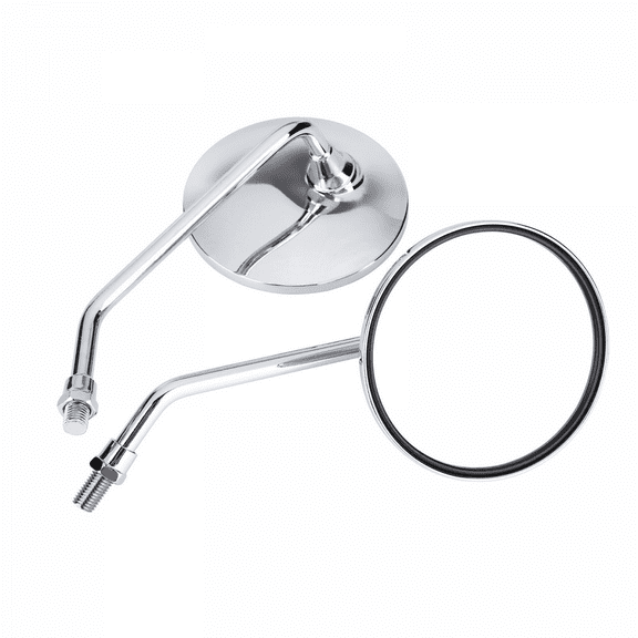 2X Motorcycle Chrome Round Side Rear View Mirrors Rearview Set Long Stem 10mm