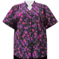 thumbnail image 1 of A Personal Touch Women's Plus Size Mandarin Collar V-Neck Blouse Purple Happy Days - 1X, 1 of 3