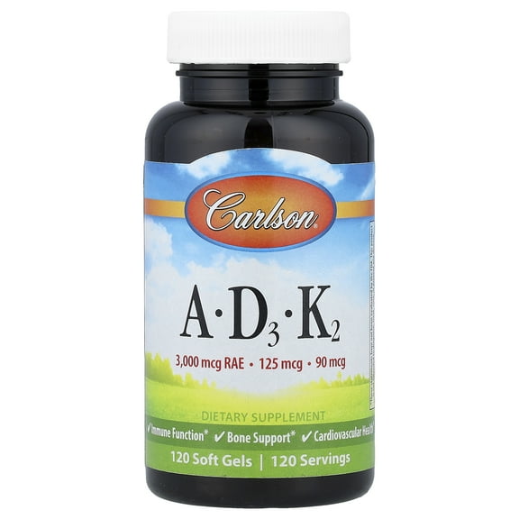 Carlson Vitamins A - D3 - K2, 120 Soft Gels
