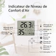 thumbnail image 3 of Mini termómetro digital de alta precisión para interiores, higrómetro, termómetro para el hogar con soporte plegable y reloj despertador para indicador de nivel de comodidad para el hogar,, 3 of 6