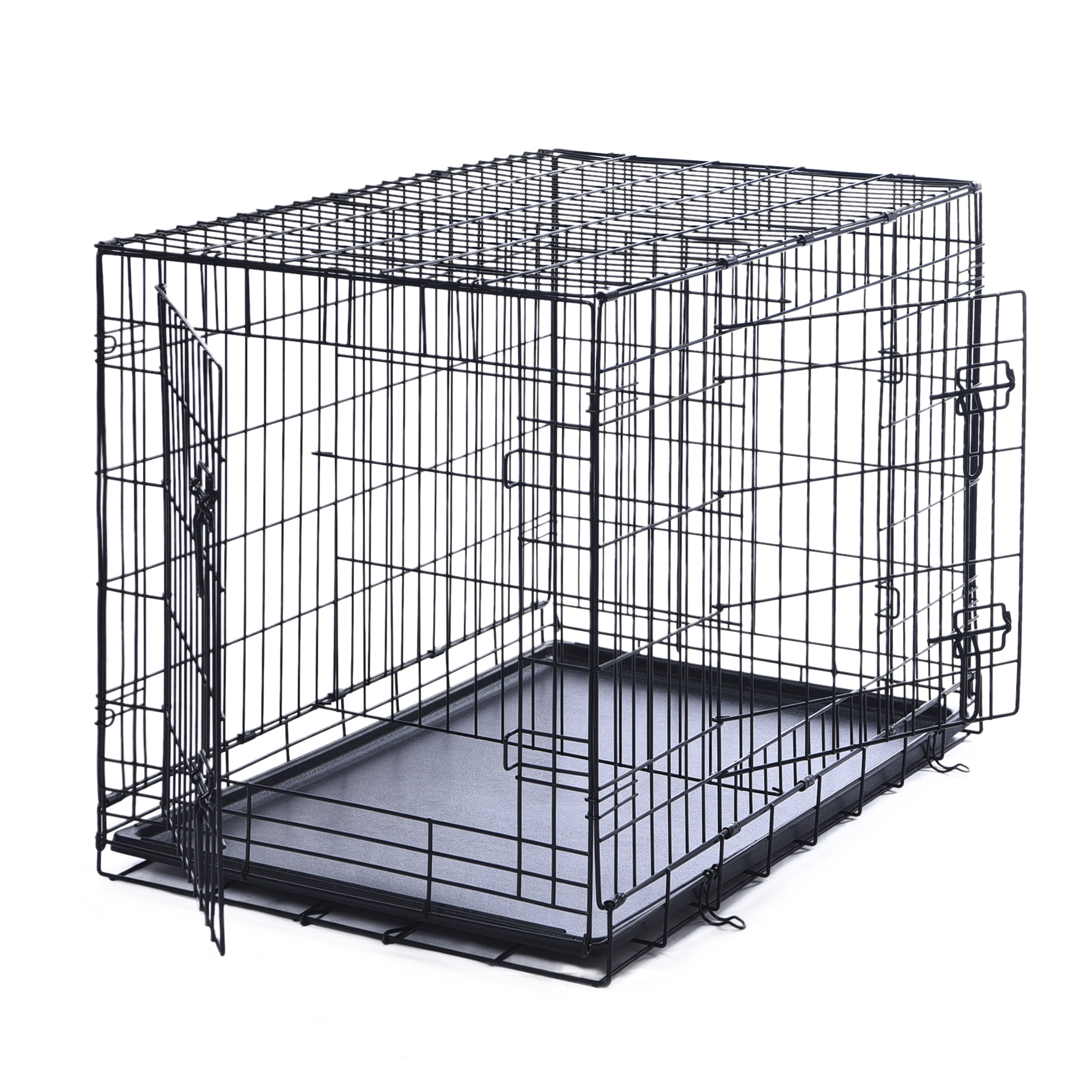 Max & Marlow Double-Door Dog Crate, Foldable Metal Wire Kennel, Portable, Tray and Divider Included, 48" x 29" x 31.5"