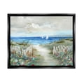 thumbnail image 2 of Stupell Industries Tranquil Beachside Flower Meadow Ocean Sailboats Scene Painting Luster Gray Floating Framed Canvas Print Wall Art, Design by Nan, 2 of 5