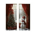 thumbnail image 2 of Oliegs Rideaux Imprimés des Fêtes 2 Rideaux Plats 2D Imprimés Rouges de Noël avec Flocons de Neige et Branches pour Chambre Salon Fête des Fêtes, 2 of 4