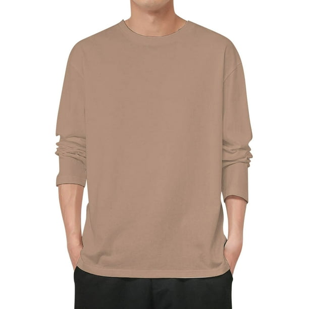Sudadera de cuello redondo con forro polar para hombre: manga larga, corte ajustado, poliéster y spandex, tallas L-XXXXXL
