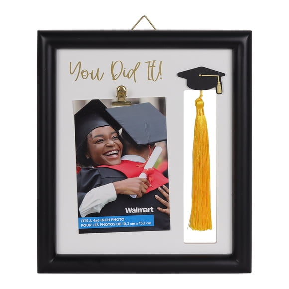 Way to Celebrate , 10.75inch Wood Graduation Clamp Frame Decor,Black/White/Gold/Yellow