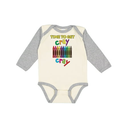 

Inktastic Time to Get Cray Cray Crayons Humor Gift Baby Boy or Baby Girl Long Sleeve Bodysuit
