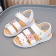 thumbnail image 2 of KPOPLK Girls Sandals Kids Open Toe Flat Sandals Ankle Strap Dress Shoes for Toddler Little Big Kid(White,13.5), 2 of 9