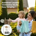 thumbnail image 2 of Essentials Laundry Clothesline Kit, Complete Laundry Hanging Tools Including 198 Ft Cotton Rope, Rustproof Pulleys Line Tightener Wall Hooks Plastic Spreaders for Outdoor Indoor Laundry Hanging, 2 of 5