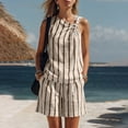 thumbnail image 6 of Jewelreauty Striped Sets for Women 2 Piece Sleeveless Knotted Tank Top and Shorts Casual Travel Summer Outfits (2XL, Beige), 6 of 7