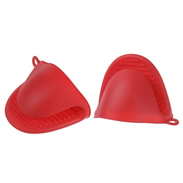 Guantes de Horno de Silicona Resistentes al Calor Unique Bargains Rojo 2uds